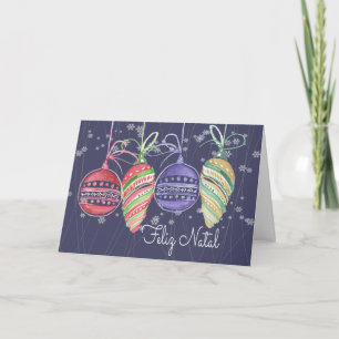 Cartes Pour Fêtes Annuelles Aquarelle Feliz Natal Baubles