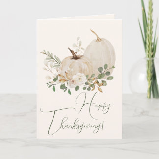Cartes Pour Fêtes Annuelles Aquarelle Festive Blanc Citrouille Roses Thanksgiv