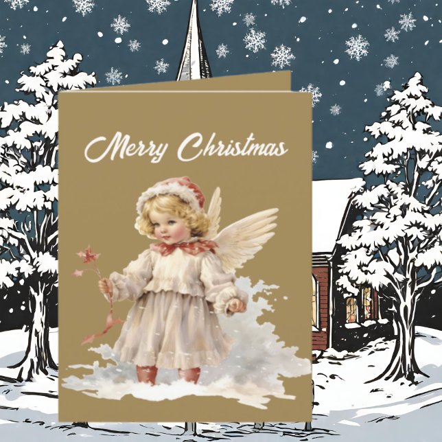 Cartes Pour Fêtes Annuelles Aquarelle Festive Christmas Angel ajouter le texte (Créateur téléchargé)