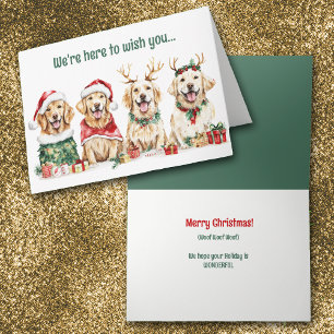 Cartes Pour Fêtes Annuelles Aquarelle Festive Golden Retriever Chiens Noël