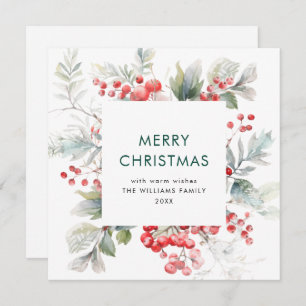 Cartes Pour Fêtes Annuelles Aquarelle Festive Holly Berry Noël moderne
