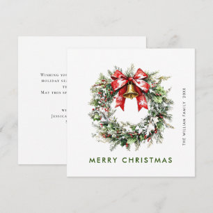 Cartes Pour Fêtes Annuelles Aquarelle Festive Holly Berry Pine Wreath
