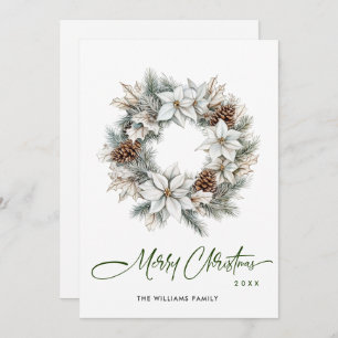 Cartes Pour Fêtes Annuelles Aquarelle Festive Holly Berry Pine Wreath