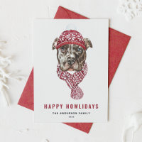 Aquarelle Festive Pitbull Joyeux Howlidays