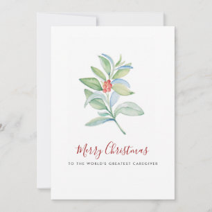 Cartes Pour Fêtes Annuelles Aquarelle Feuilles et Baies Botaniques Aidant à la