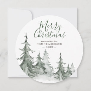 Cartes Pour Fêtes Annuelles Aquarelle Fir Trees hiver, fête de Noël