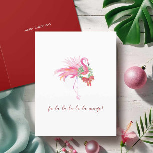 Cartes Pour Fêtes Annuelles Aquarelle Flamant rose rose Floride Beach Noël