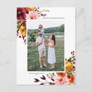 Cartes Pour Fêtes Annuelles Aquarelle Fleurs d'automne Thanksgiving Photo