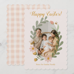 Cartes Pour Fêtes Annuelles Aquarelle Fleurs de ressort rose En vichy
