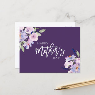 Cartes Pour Fêtes Annuelles aquarelle fleurs violettes joyeux jour de mère