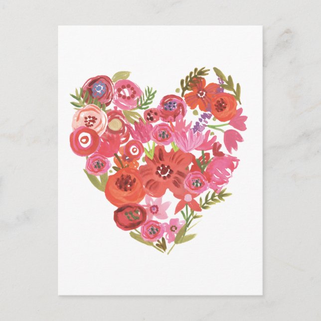 Cartes Pour Fêtes Annuelles Aquarelle Floral Heart | Valentine Chic II (Devant)