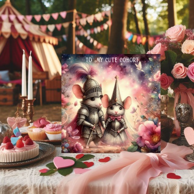 Cartes Pour Fêtes Annuelles Aquarelle Floral Imaginaire Romance Souris Valenti (Créateur téléchargé)