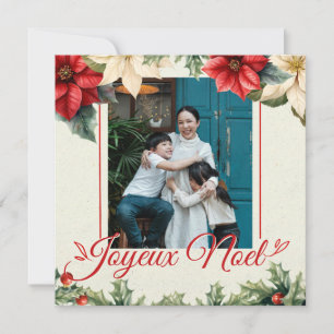 Cartes Pour Fêtes Annuelles Aquarelle Floral Vintage Poinsettia Rouge Salutati
