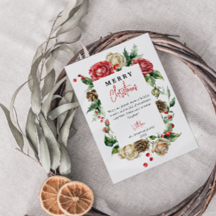 Cartes Pour Fêtes Annuelles Aquarelle Florale Baies rouges Joyeux Noël