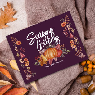 Cartes Pour Fêtes Annuelles Aquarelle Florale Dîner d'Action de grâce