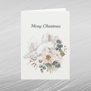 Cartes Pour Fêtes Annuelles Aquarelle florale renard blanc de Noël