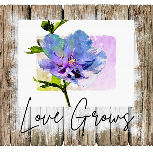 Cartes Pour Fêtes Annuelles Aquarelle Florale Rose en Chiffon Bleu pour la Sai