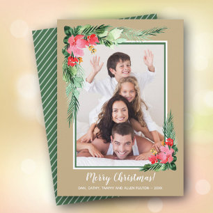 Cartes Pour Fêtes Annuelles Aquarelle florale tropicale photo de Noël