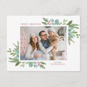 Cartes Pour Fêtes Annuelles Aquarelle Folio de Noël et photo de cadre creux