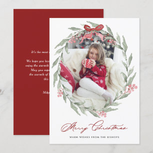 Cartes Pour Fêtes Annuelles Aquarelle Folithe de Noël Wreath Photo