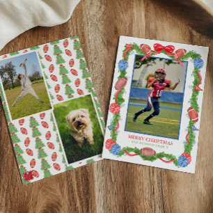 Cartes Pour Fêtes Annuelles Aquarelle Football de Noël Garland Photo