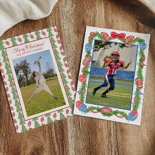 Cartes Pour Fêtes Annuelles Aquarelle Football de Noël Garland Photo