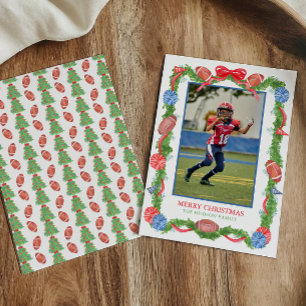 Cartes Pour Fêtes Annuelles Aquarelle Football de Noël Garland Photo