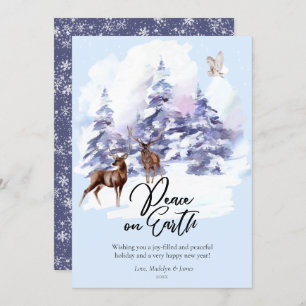 Cartes Pour Fêtes Annuelles Aquarelle Forêt de bois Paix sur Terre