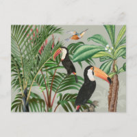 Aquarelle Forêt tropicale et Oiseaux du Toucan
