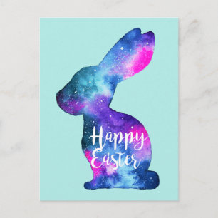 Cartes Pour Fêtes Annuelles Aquarelle Galaxy Rabbit   Pâques