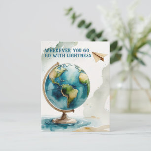 Cartes Pour Fêtes Annuelles Aquarelle Globe Art - Où que vous alliez