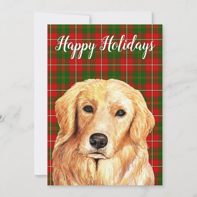 Cartes Pour Fêtes Annuelles Aquarelle Golden Retrier personnalisé (Devant)