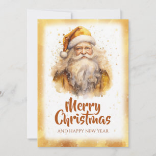 Cartes Pour Fêtes Annuelles Aquarelle Golden Santa Claus