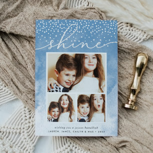 Cartes Pour Fêtes Annuelles Aquarelle Hanoukka Photo Collage Card