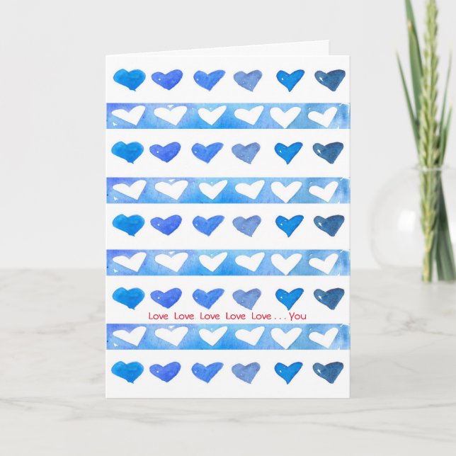 Cartes Pour Fêtes Annuelles Aquarelle Heureuse Sainte-Valentin Coeurs Vous Aim (Devant)