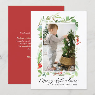 Cartes Pour Fêtes Annuelles Aquarelle hiver Berry verdure Photo Noël