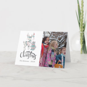 Cartes Pour Fêtes Annuelles Aquarelle Hiver Cerf photo de Noël