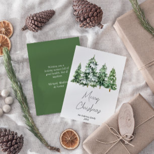 Cartes Pour Fêtes Annuelles Aquarelle Hiver Pins de Neige Joyeux Noël