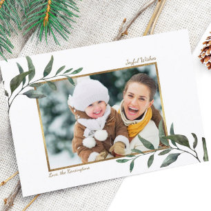Cartes Pour Fêtes Annuelles Aquarelle Hiver Végétation Vacances Noël Photo