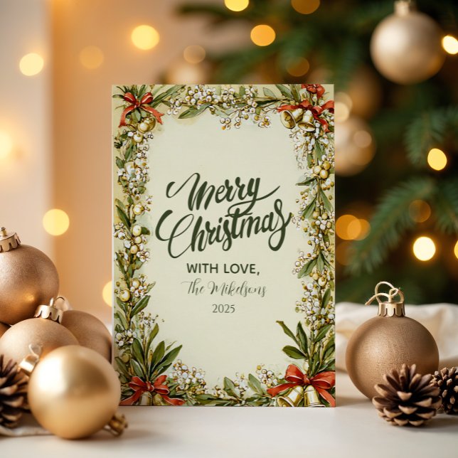 Cartes Pour Fêtes Annuelles Aquarelle Holly Berry Holiday (Créateur téléchargé)