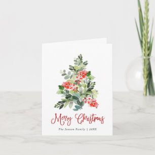 Cartes Pour Fêtes Annuelles Aquarelle Holly Berry Noël Arbre Salutation