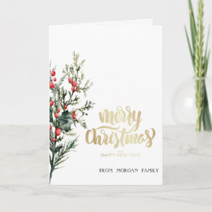 Cartes Pour Fêtes Annuelles Aquarelle Holly Berry Vert