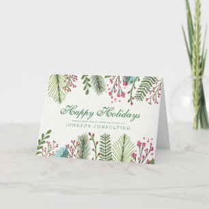 Cartes Pour Fêtes Annuelles Aquarelle Holly Foliage Salutations