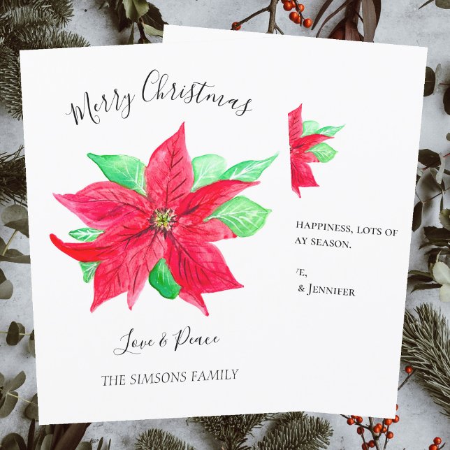 Cartes Pour Fêtes Annuelles Aquarelle Holly Joyeux Arbre de Noël (Créateur téléchargé)