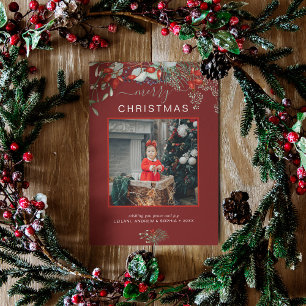 Cartes Pour Fêtes Annuelles Aquarelle Holly Joyeux Noël Photo Bourgogne