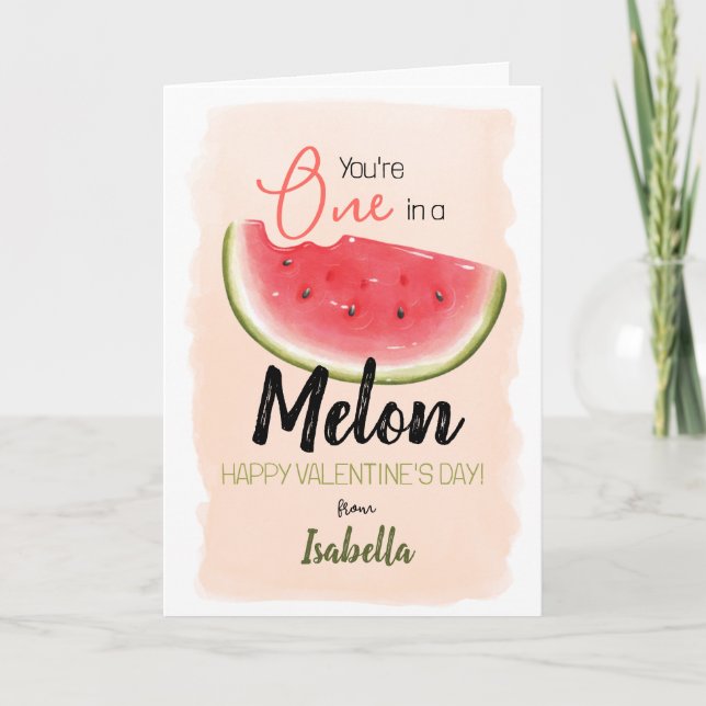 Cartes Pour Fêtes Annuelles Aquarelle Humour de pastèque Saint-Valentin (Devant)