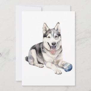 Cartes Pour Fêtes Annuelles Aquarelle Husky Chien