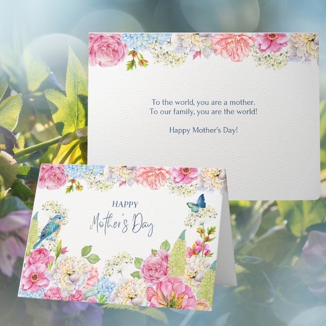 Cartes Pour Fêtes Annuelles Aquarelle Hydrangeas Pivoines Fête des Mères (Créateur téléchargé)