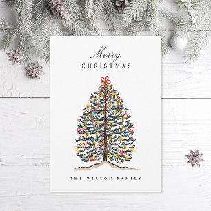 Cartes Pour Fêtes Annuelles Aquarelle illustrée Arbre de Noël victorien