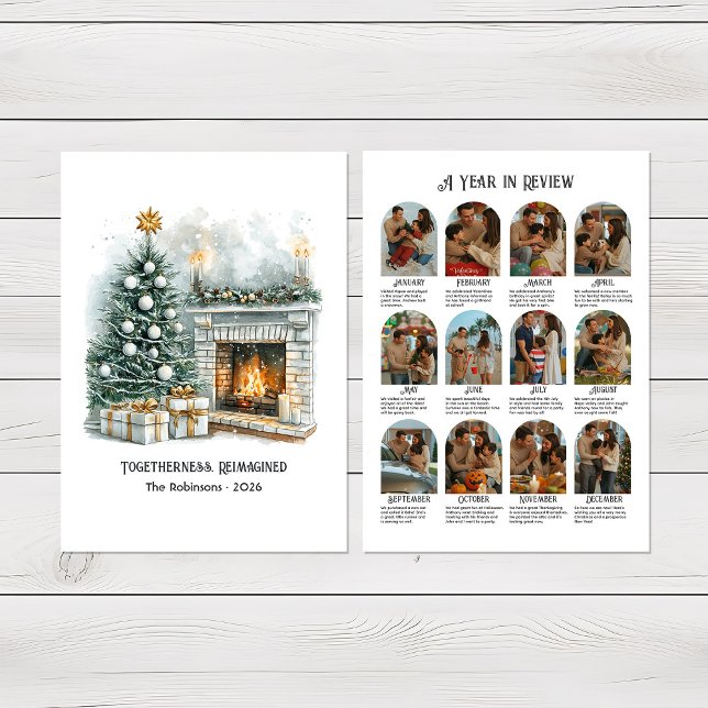 Cartes Pour Fêtes Annuelles Aquarelle inédite de Togetherness Année en revue (Togetherness Reimagined Watercolor Year in Review Holiday Card)